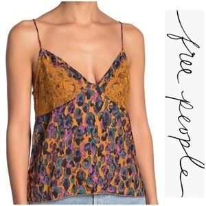 Free People Pretty Soft Flowy Camisole Top With Lace Details & Adjustable Straps